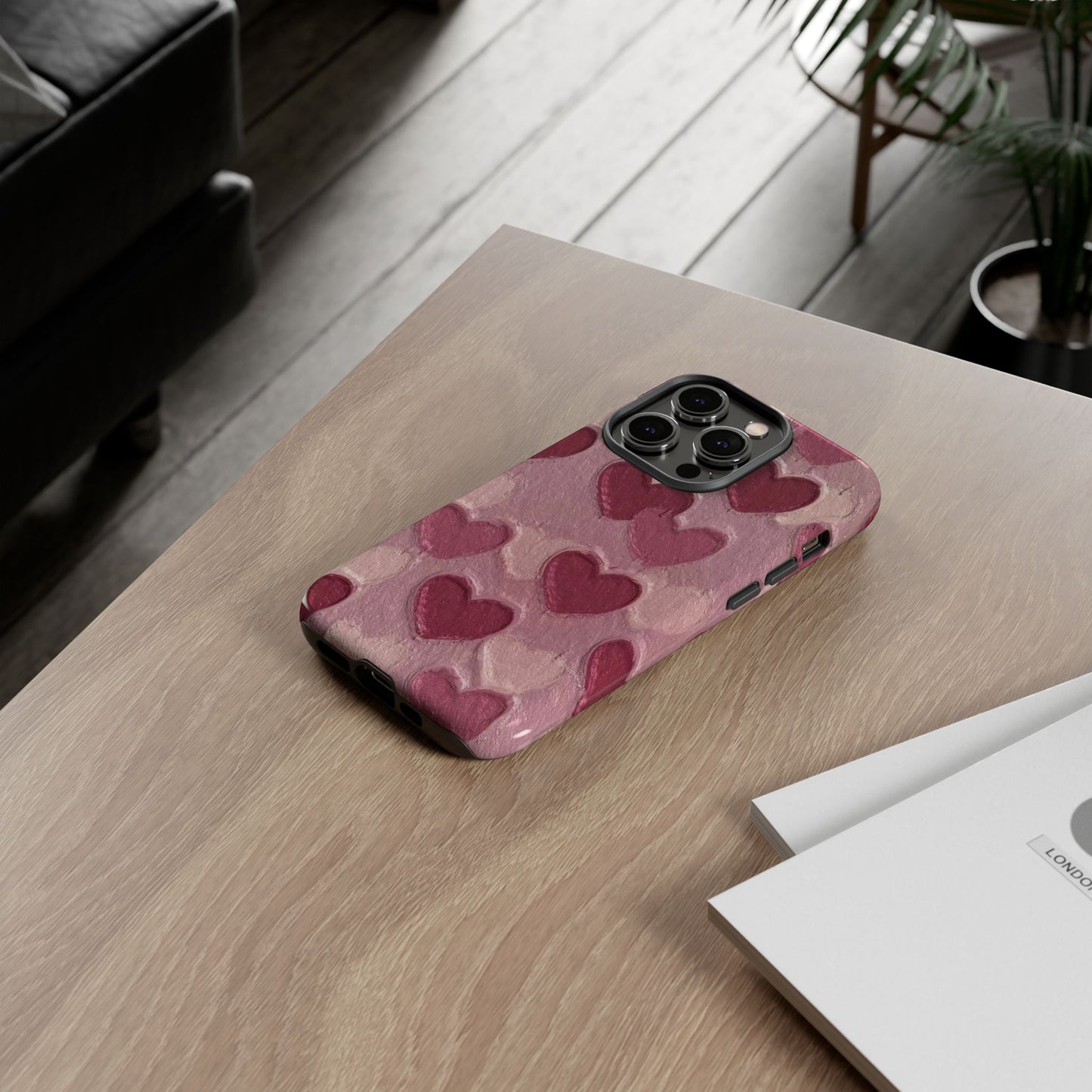 Pink Heart Chalk Wall Phone Case