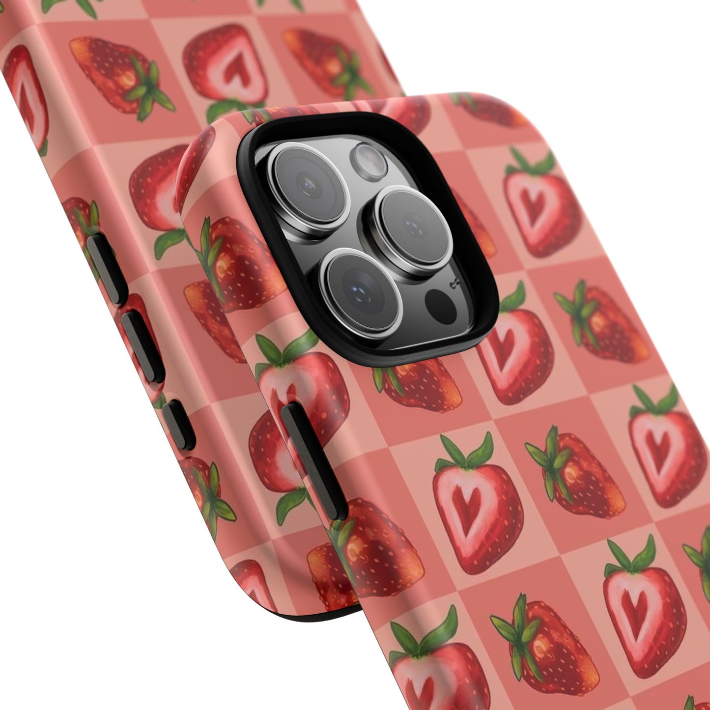 Strawberry Heart Checkers Phone Case