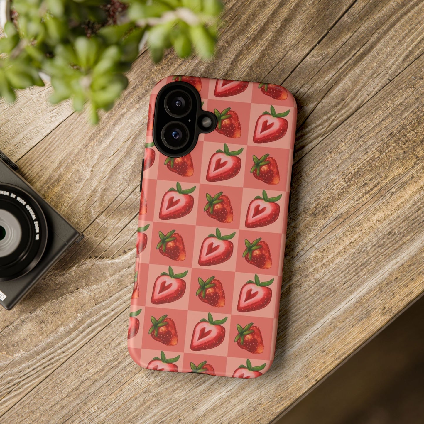 Strawberry Heart Checkers Phone Case