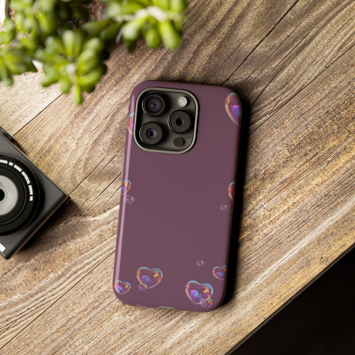 Purple Heart Bubbles Phone Case