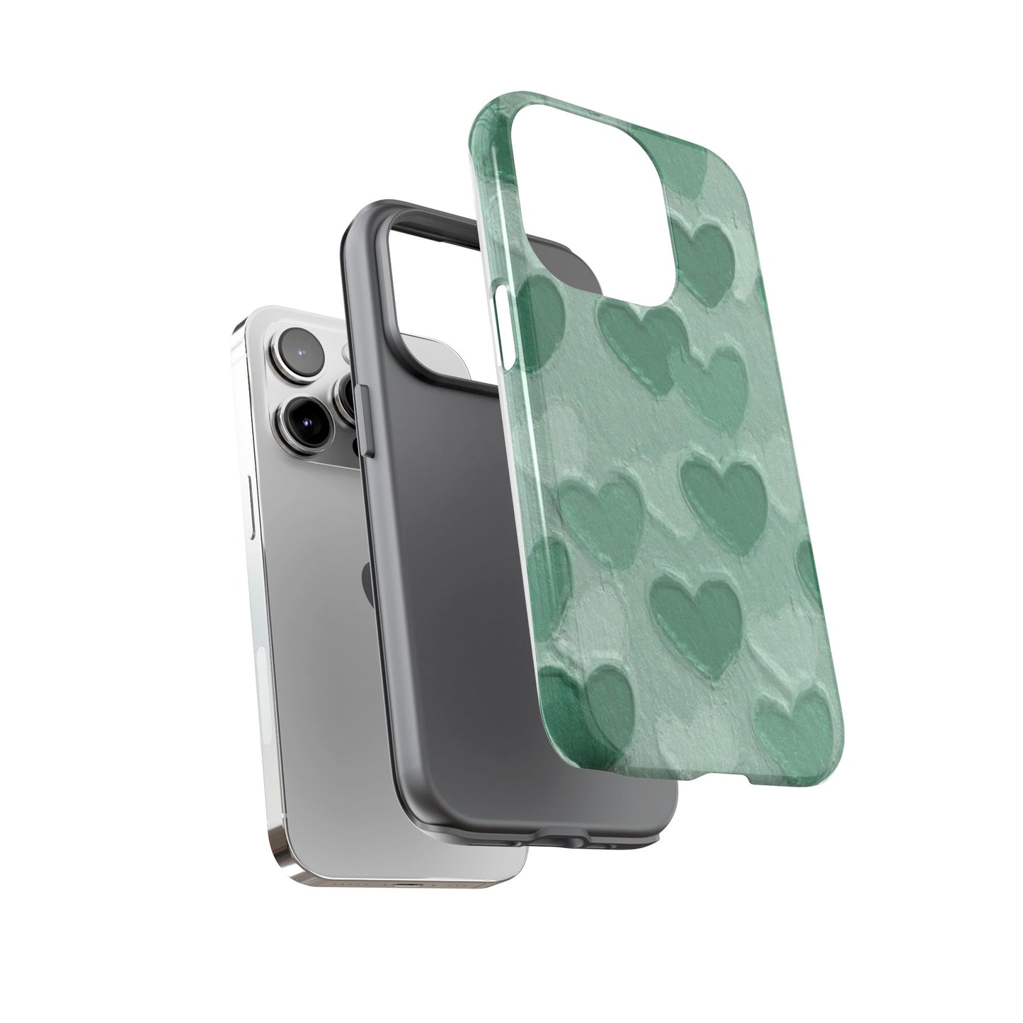 Green Heart Chalk Wall Phone Case