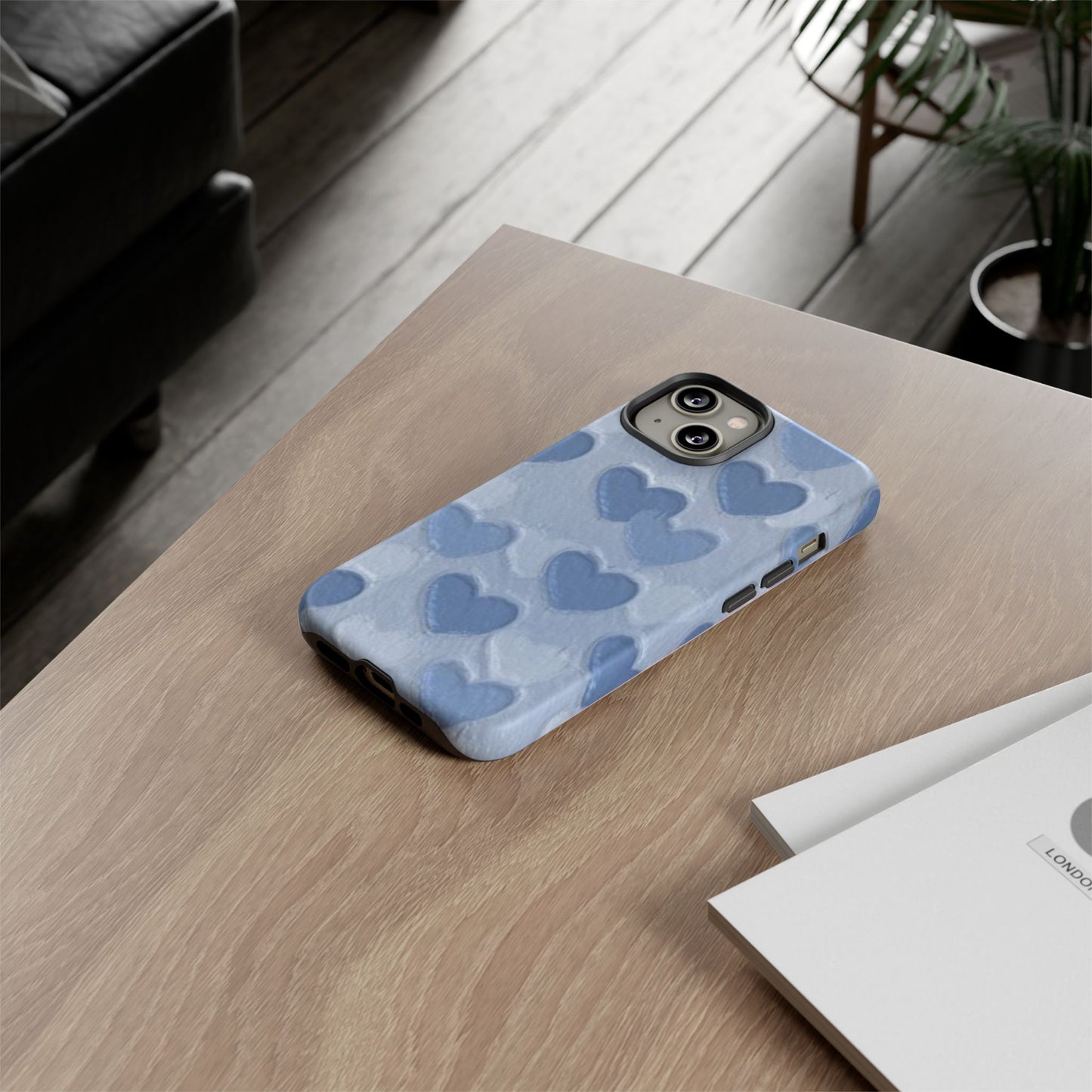 Blue Heart Chalk Wall Phone Case