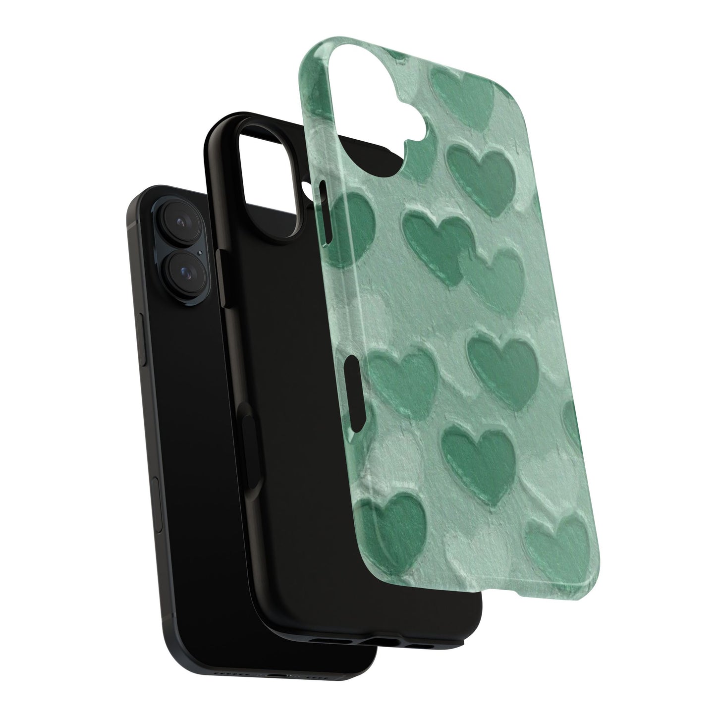 Green Heart Chalk Wall Phone Case