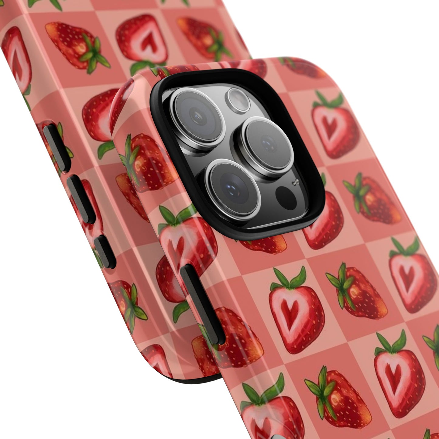 Strawberry Heart Checkers Phone Case