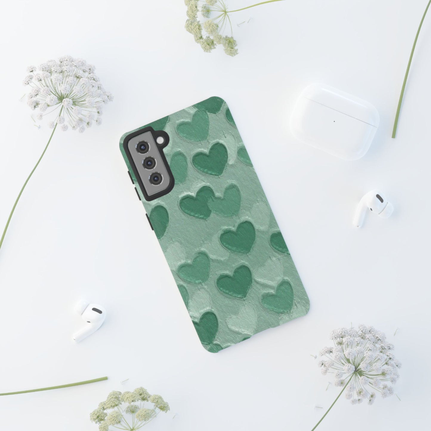 Green Heart Chalk Wall Phone Case