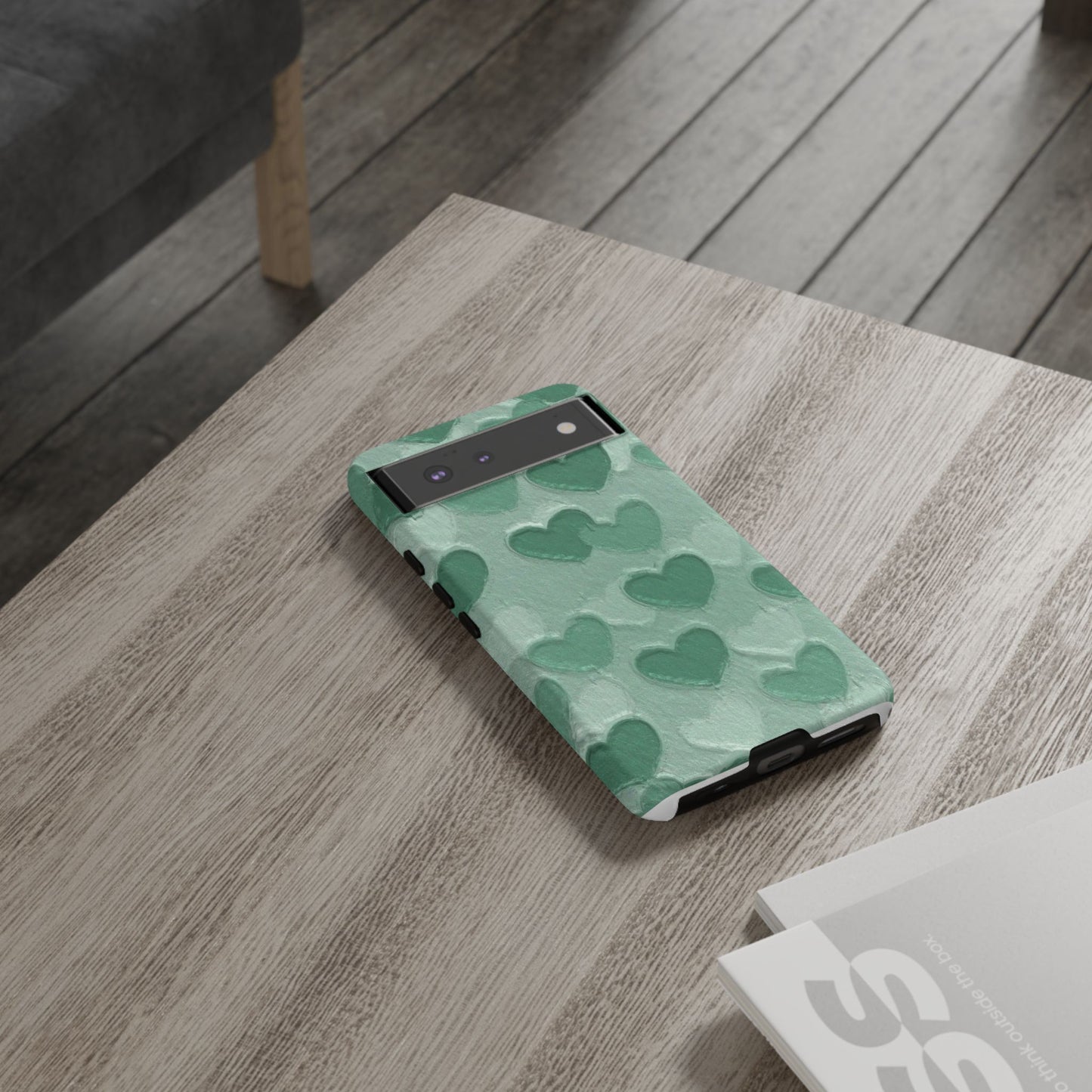 Green Heart Chalk Wall Phone Case