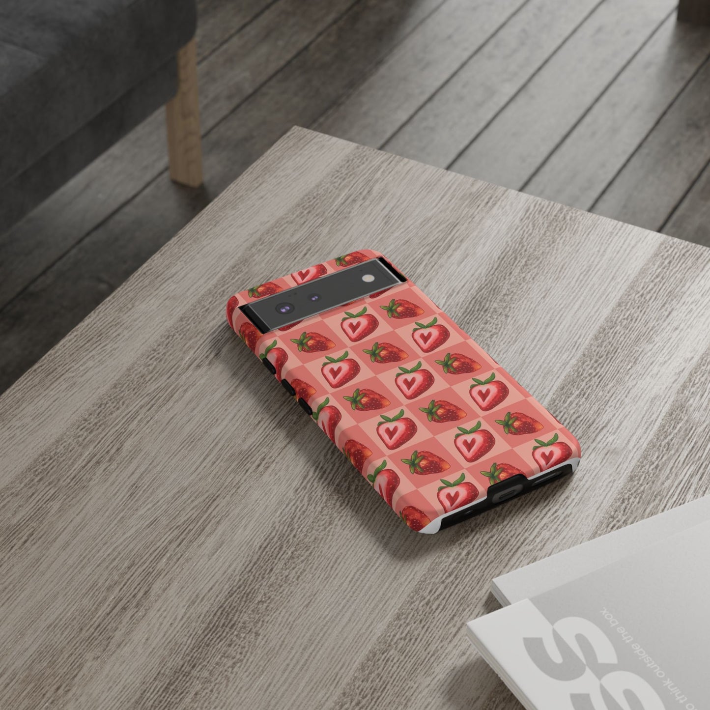 Strawberry Heart Checkers Phone Case