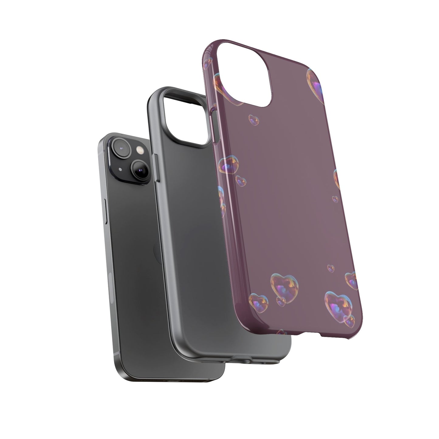 Purple Heart Bubbles Phone Case