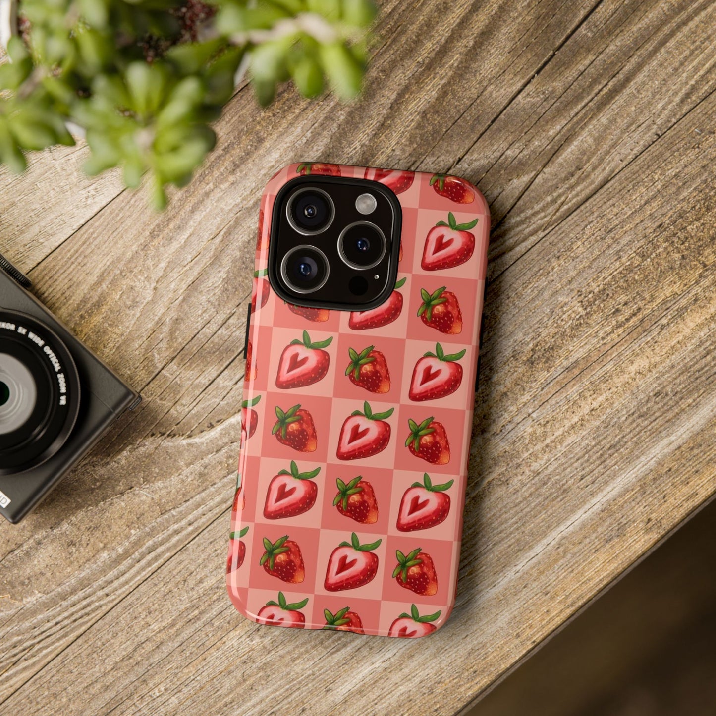 Strawberry Heart Checkers Phone Case