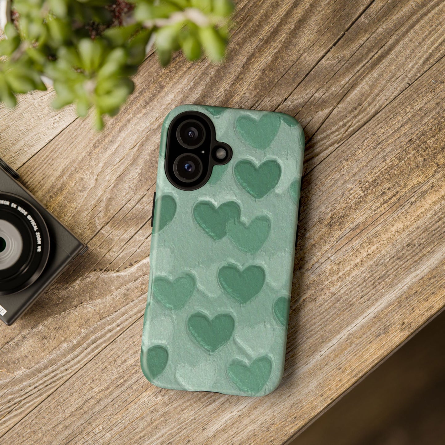 Green Heart Chalk Wall Phone Case