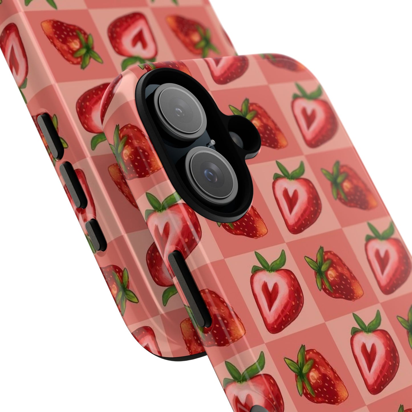 Strawberry Heart Checkers Phone Case