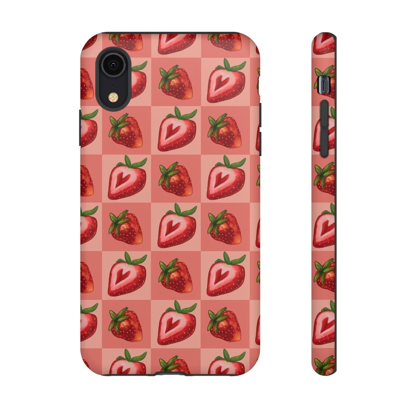 Strawberry Heart Checkers Phone Case