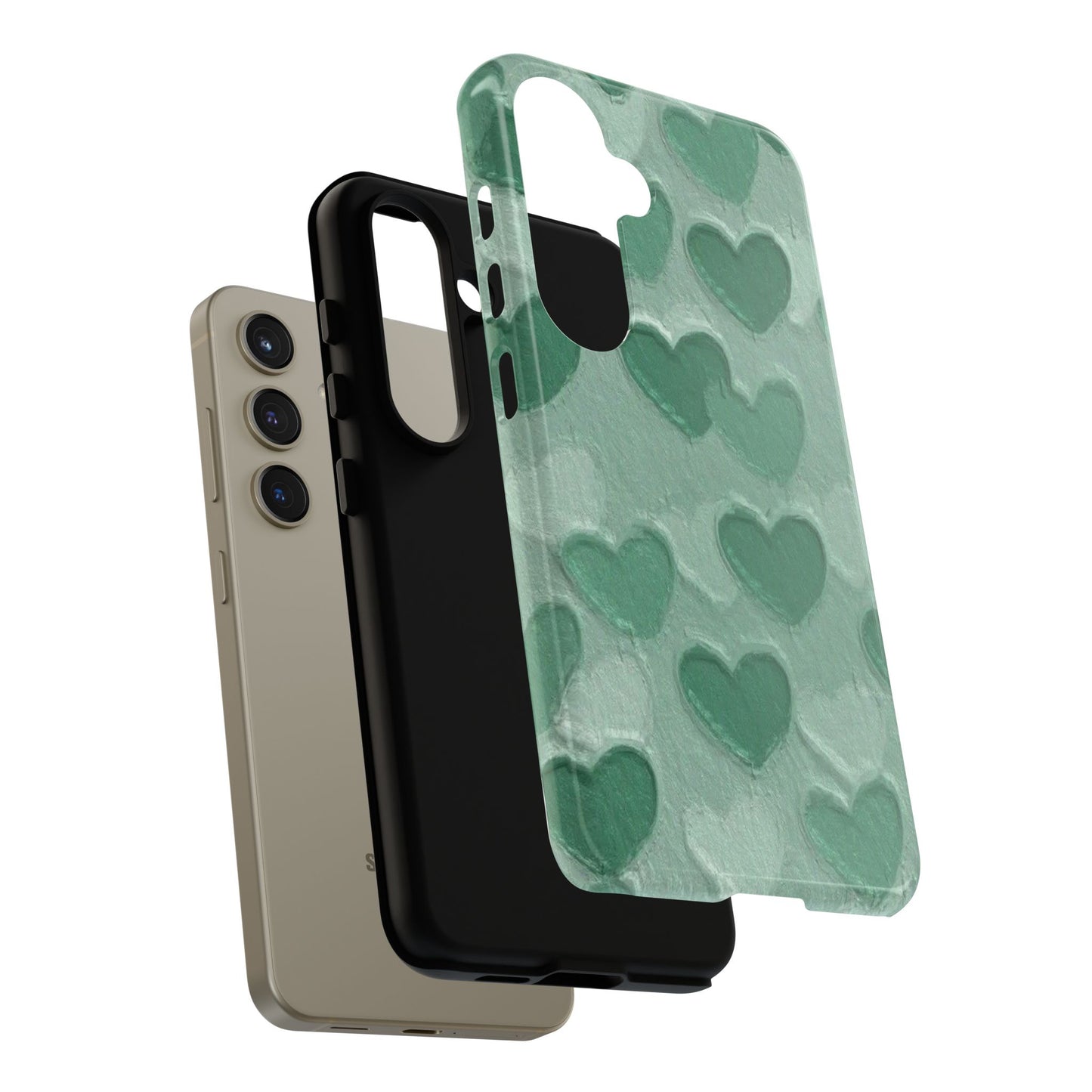 Green Heart Chalk Wall Phone Case