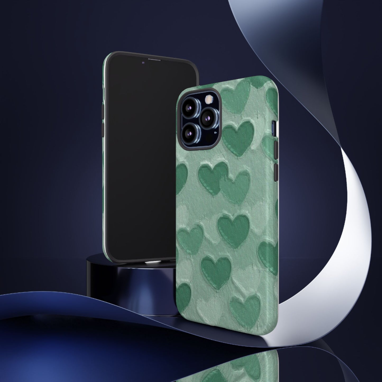 Green Heart Chalk Wall Phone Case