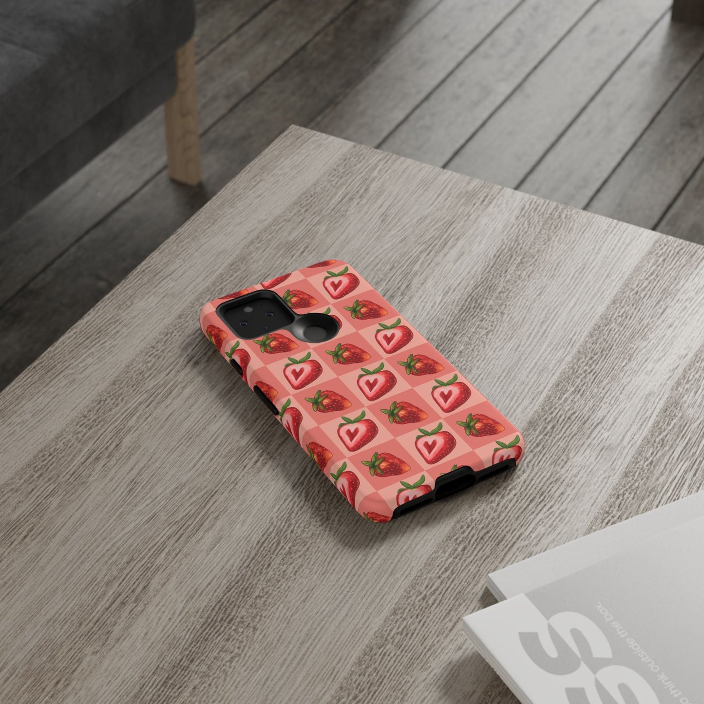 Strawberry Heart Checkers Phone Case