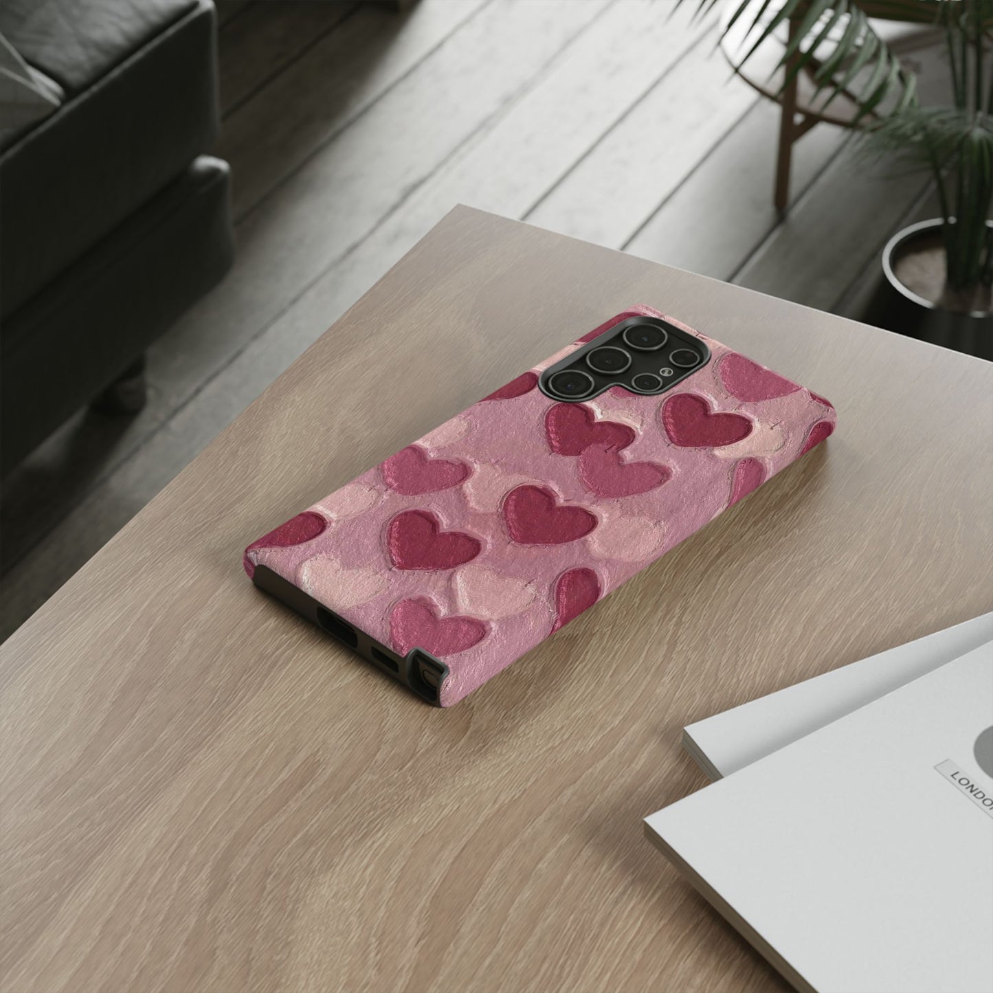 Pink Heart Chalk Wall Phone Case