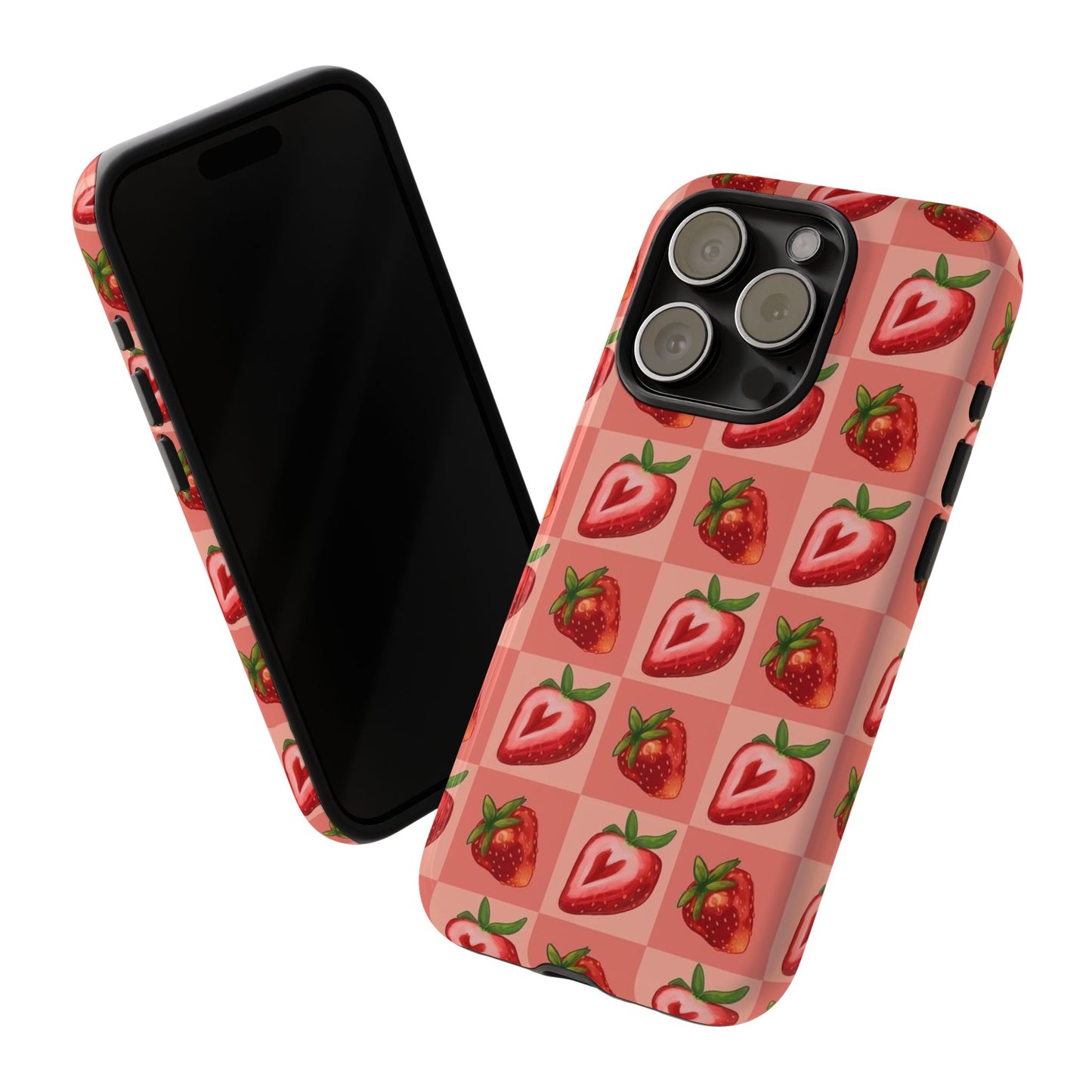 Strawberry Heart Checkers Phone Case