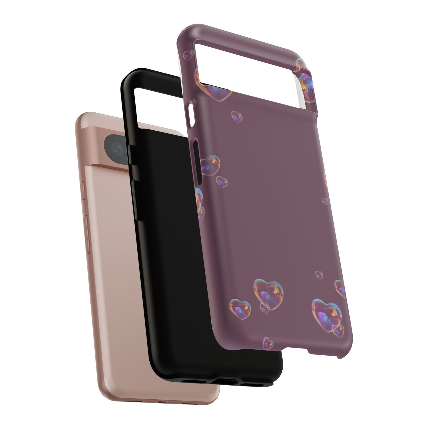 Purple Heart Bubbles Phone Case