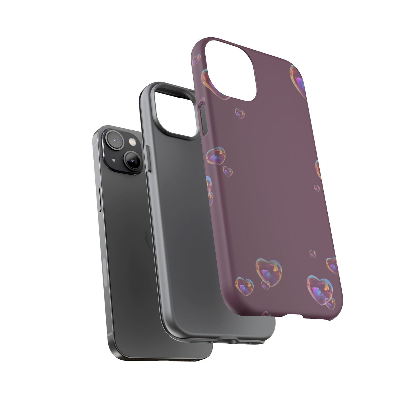 Purple Heart Bubbles Phone Case