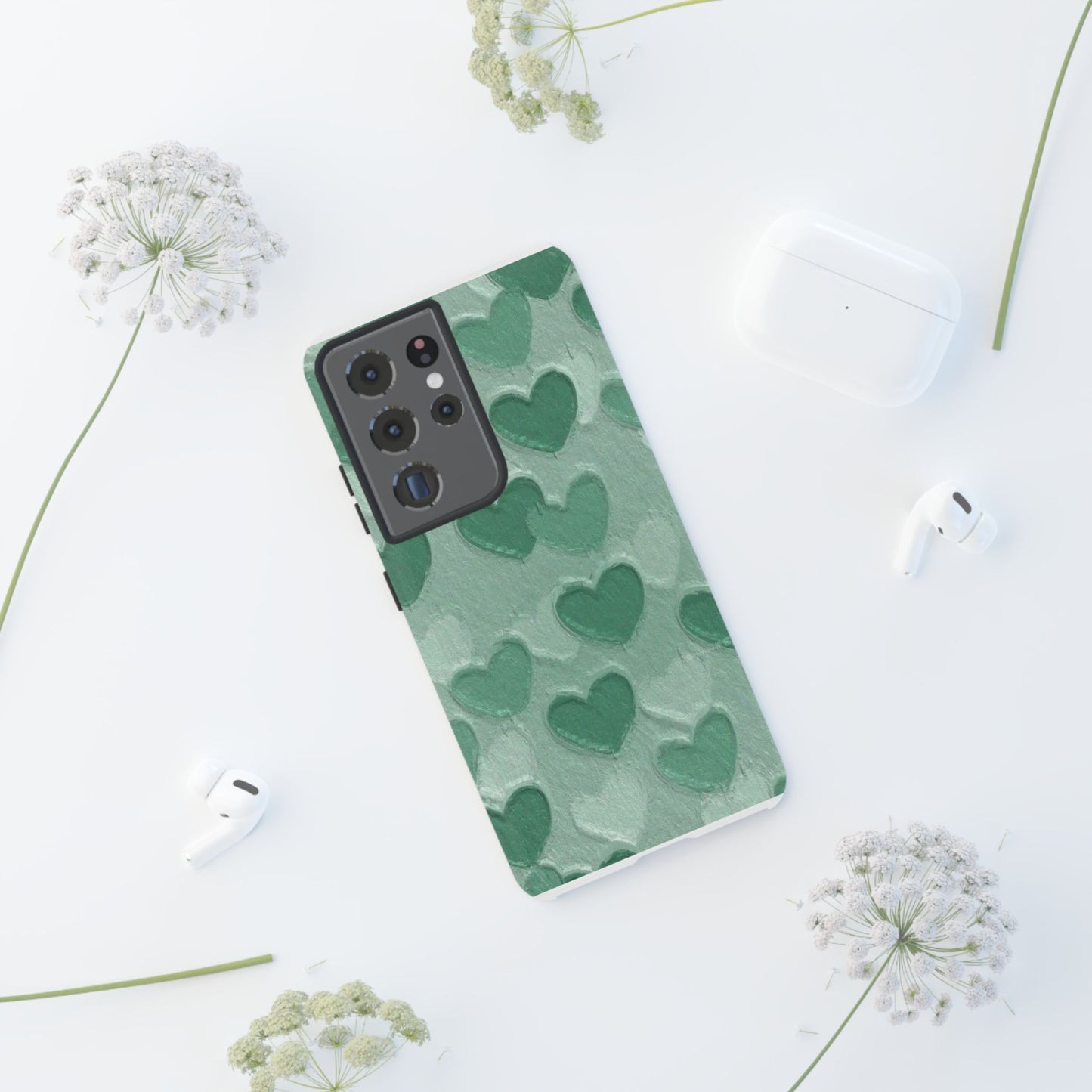 Green Heart Chalk Wall Phone Case