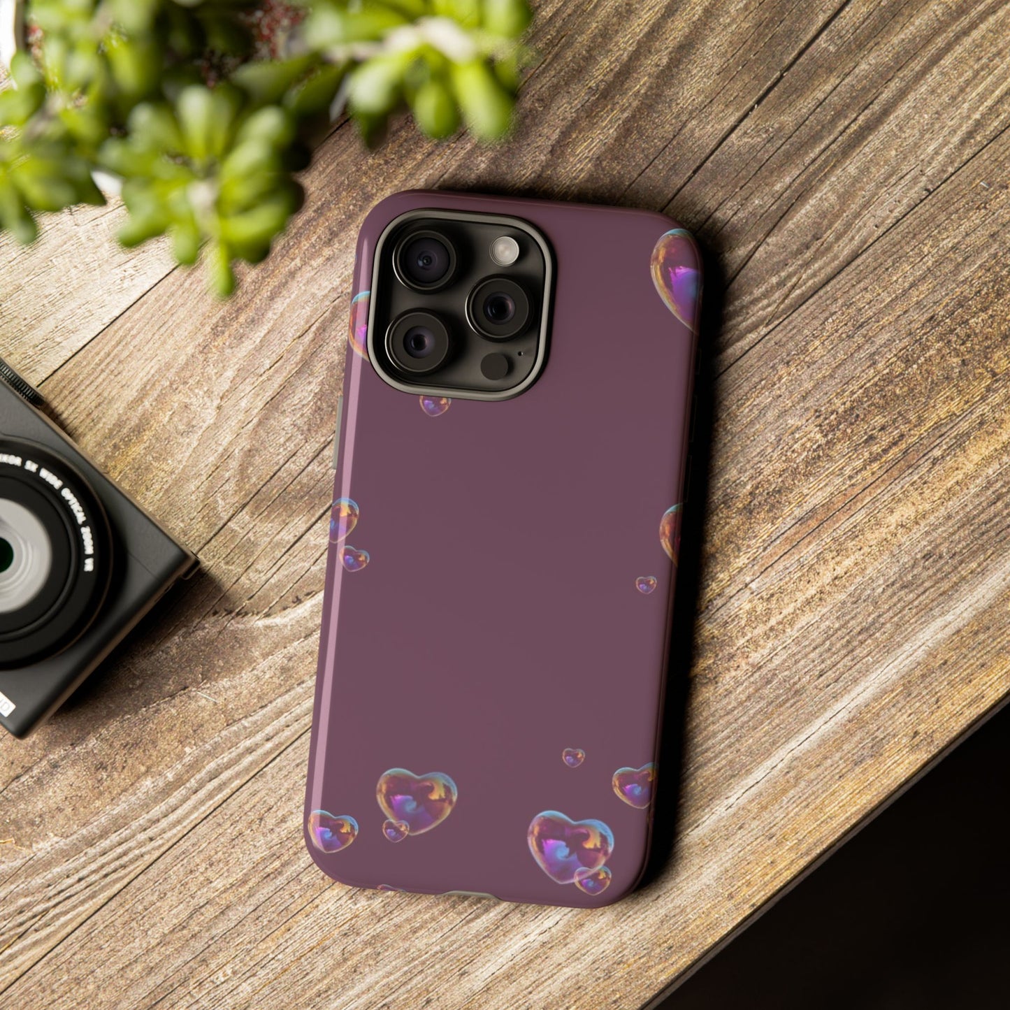 Purple Heart Bubbles Phone Case