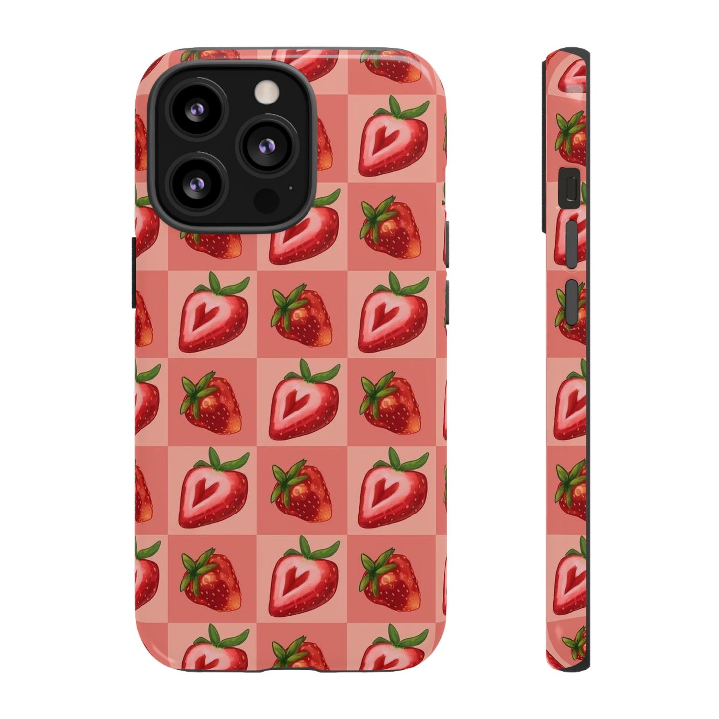 Strawberry Heart Checkers Phone Case