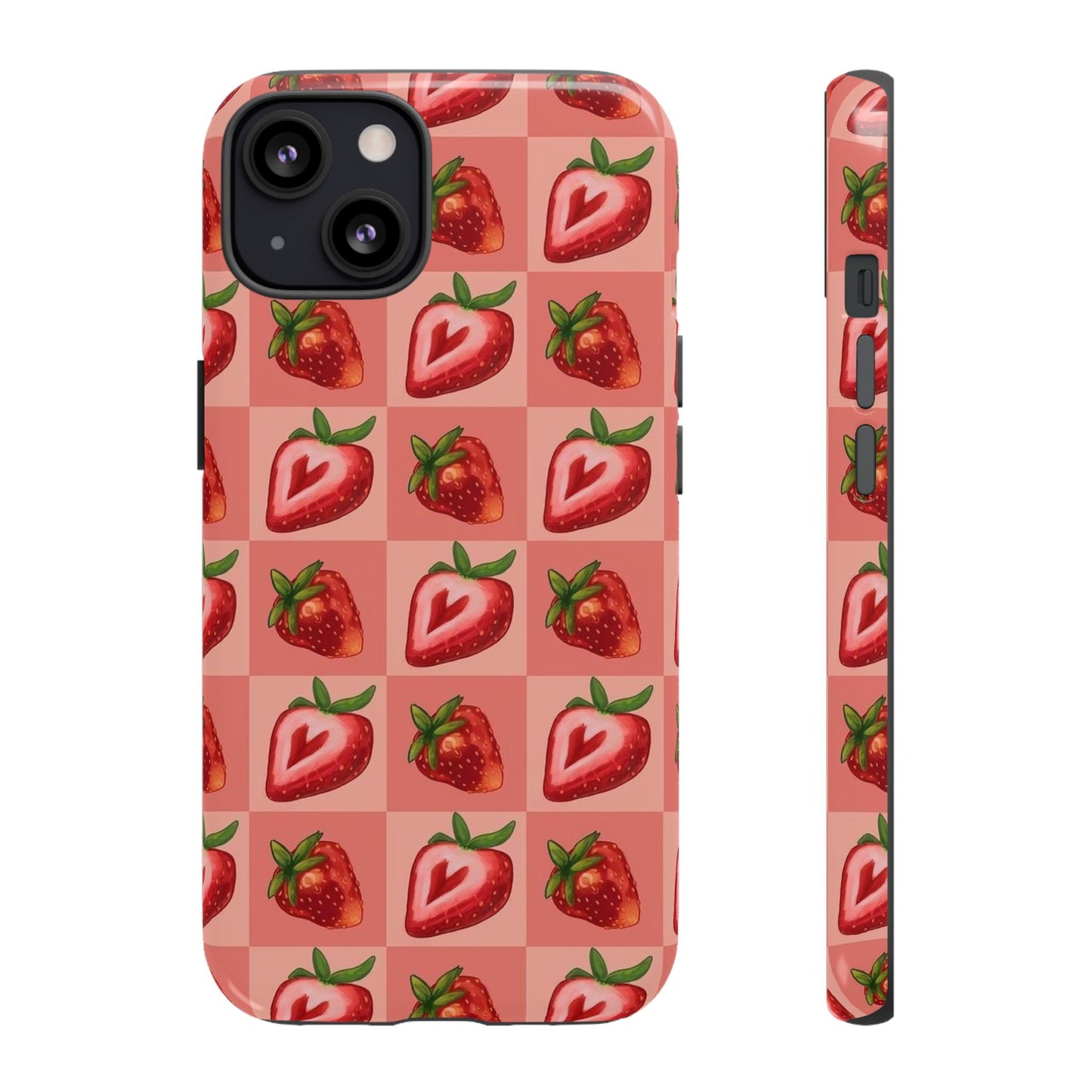 Strawberry Heart Checkers Phone Case