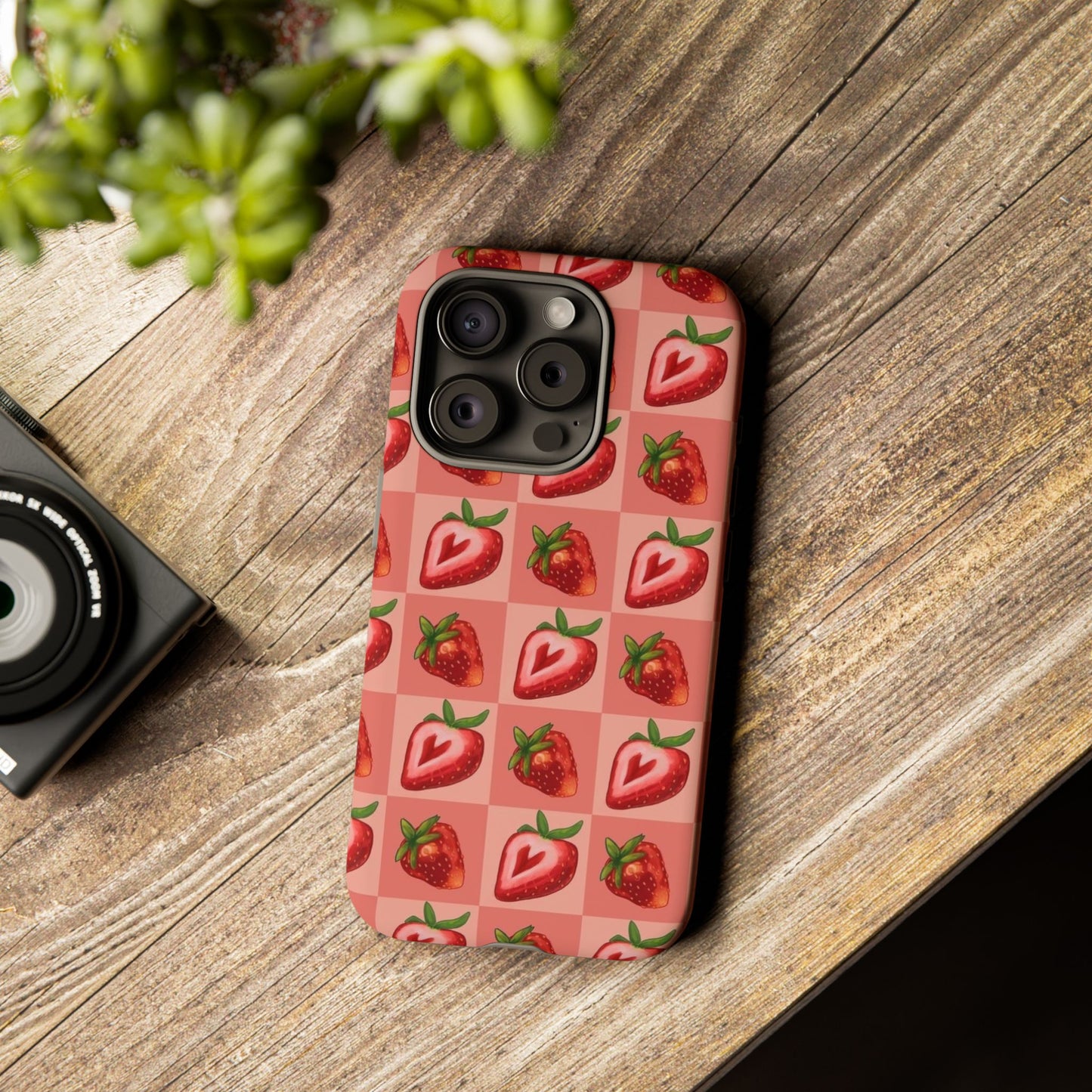 Strawberry Heart Checkers Phone Case