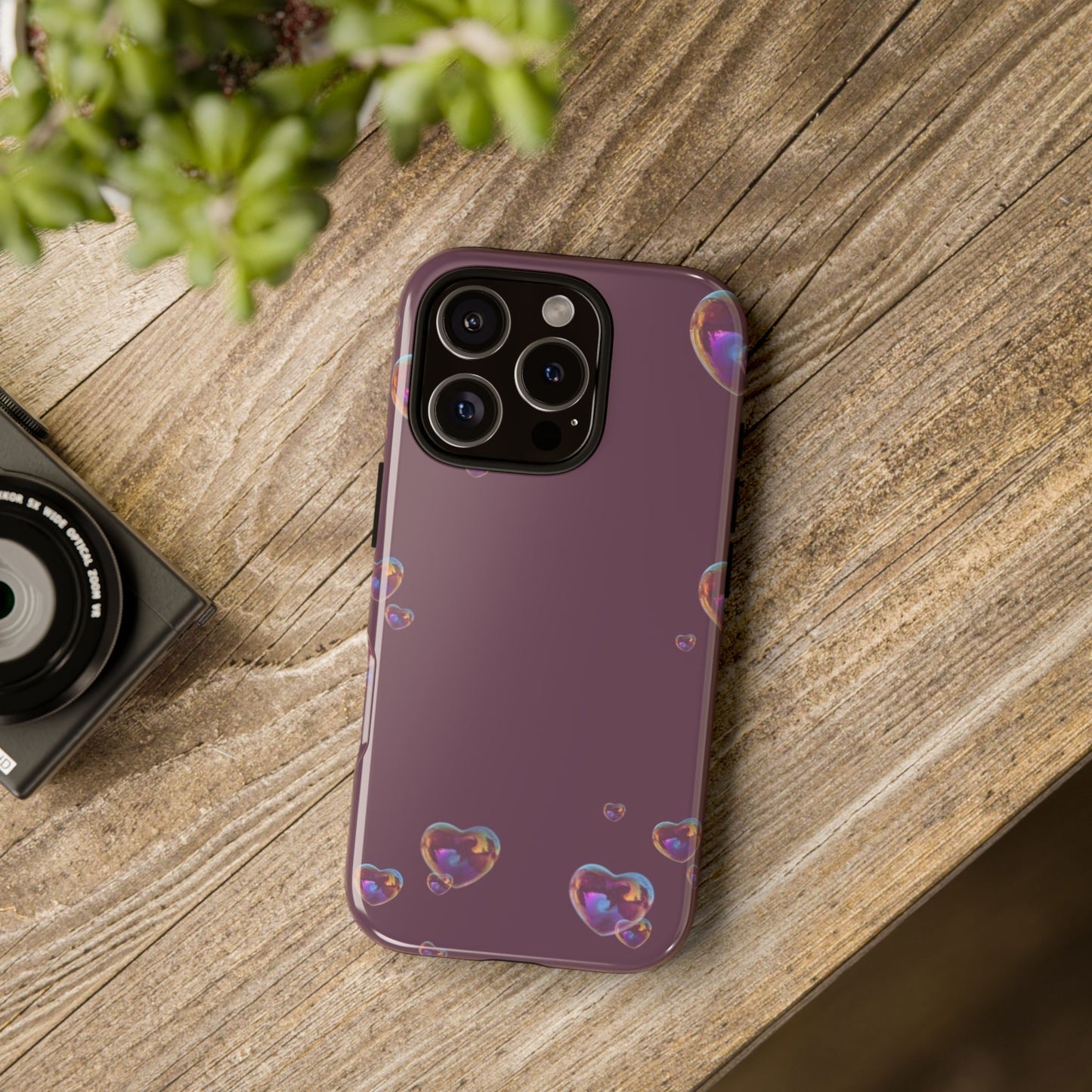 Purple Heart Bubbles Phone Case