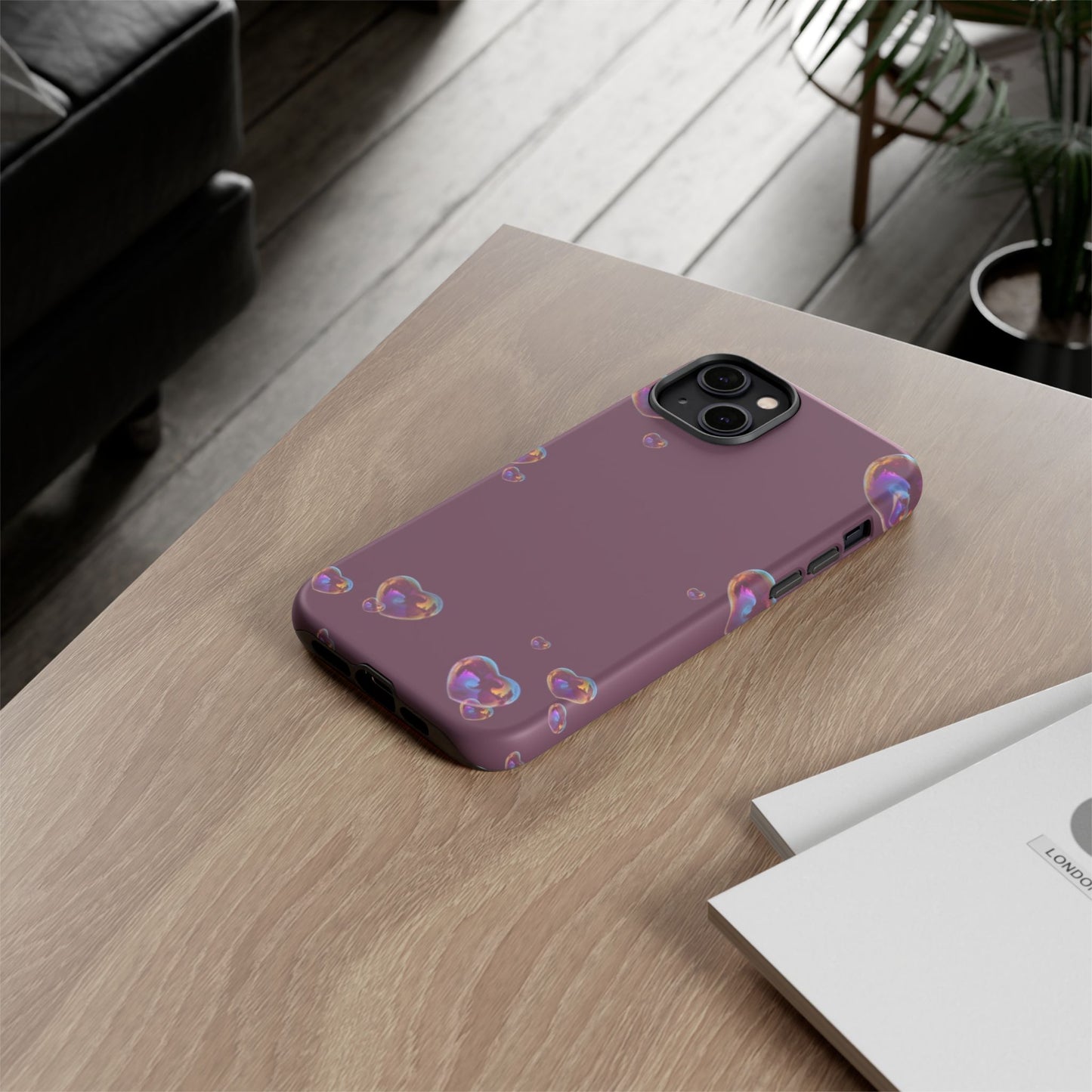 Purple Heart Bubbles Phone Case