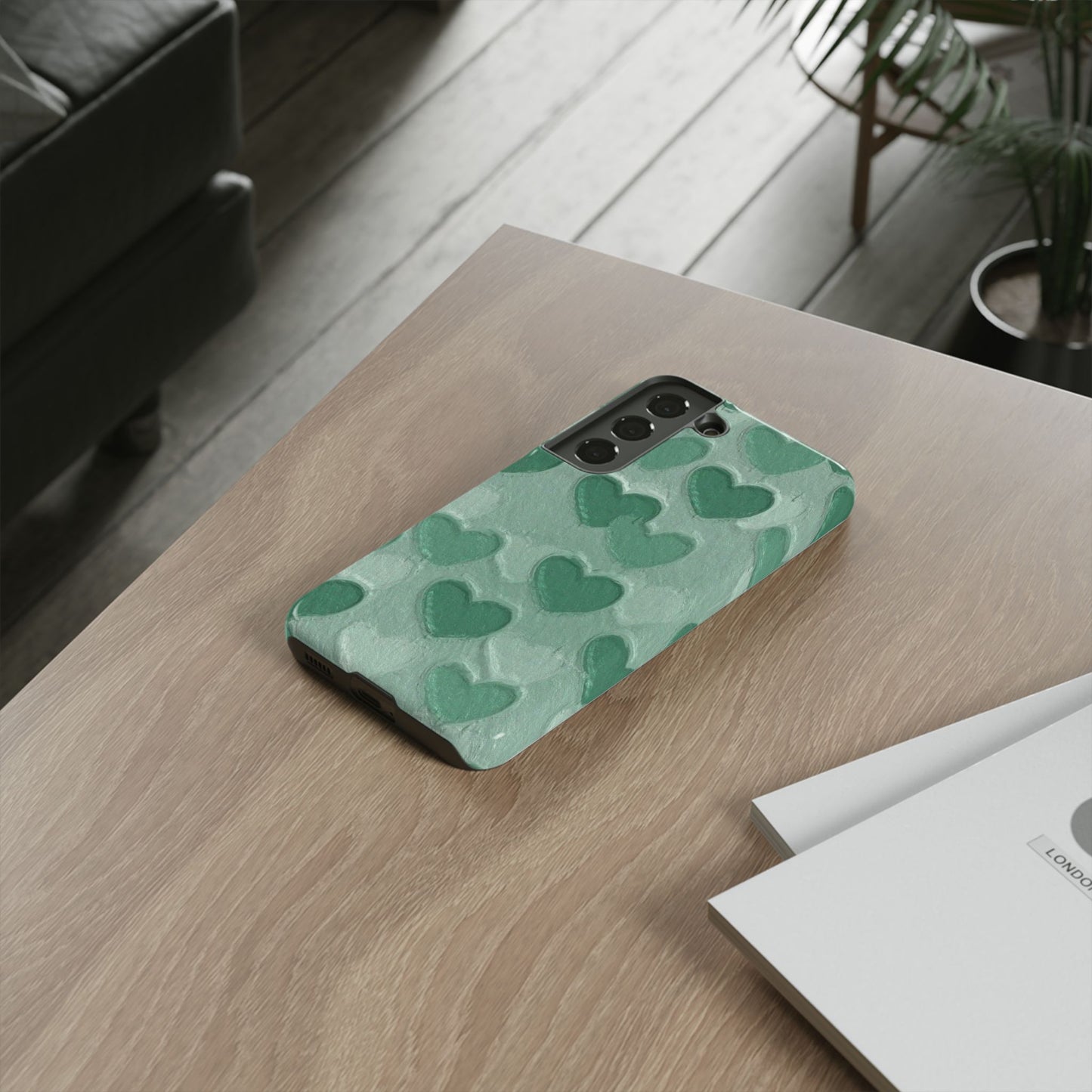 Green Heart Chalk Wall Phone Case