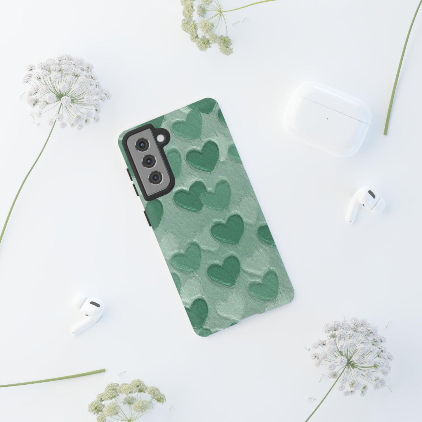 Green Heart Chalk Wall Phone Case