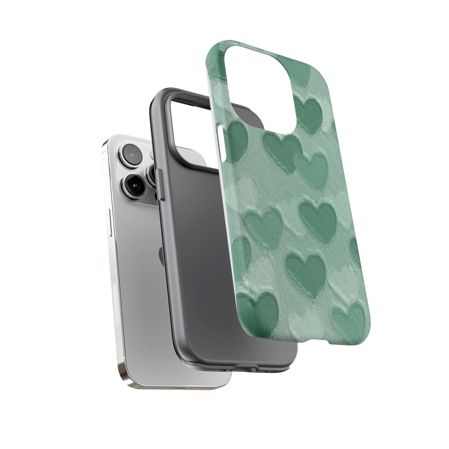 Green Heart Chalk Wall Phone Case