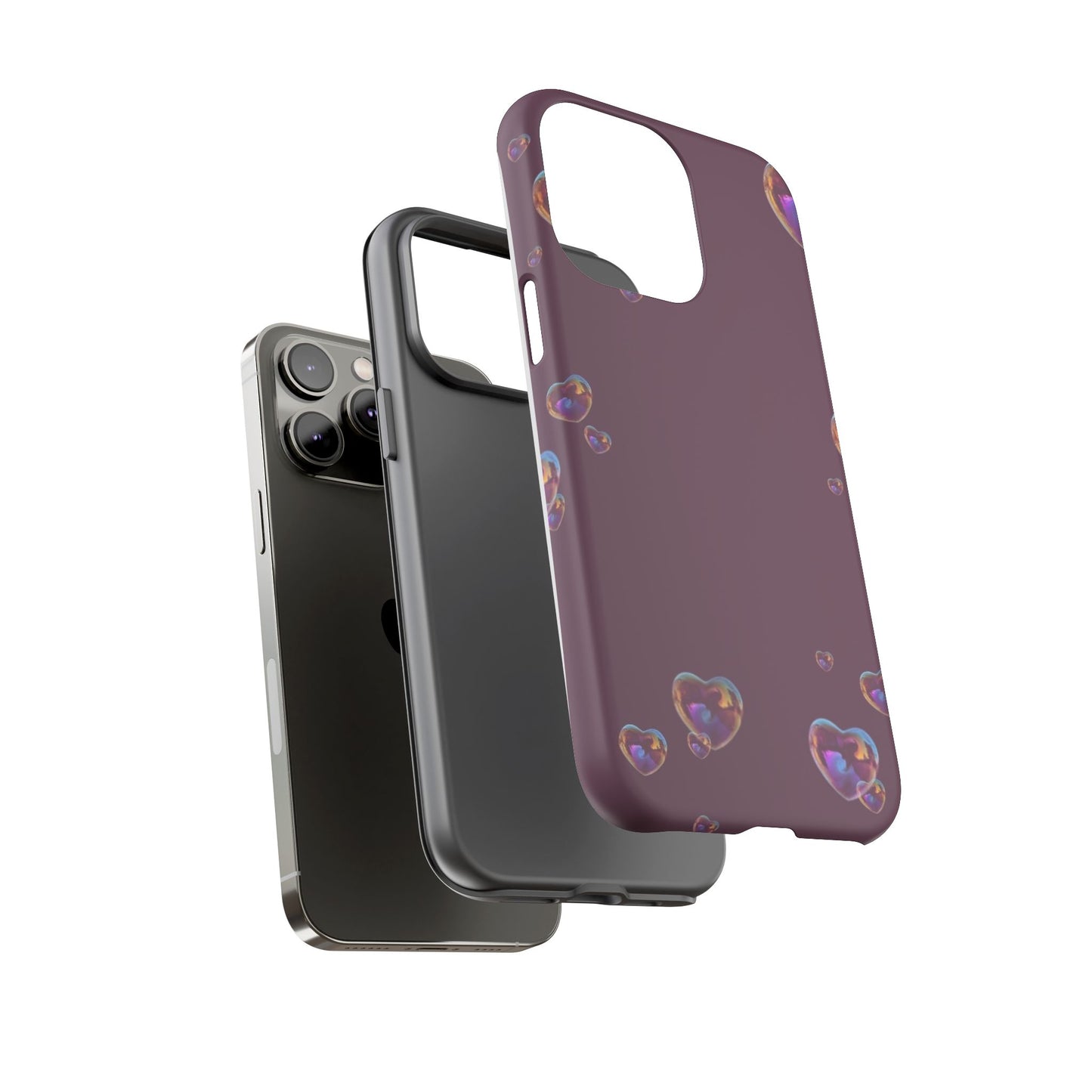 Purple Heart Bubbles Phone Case