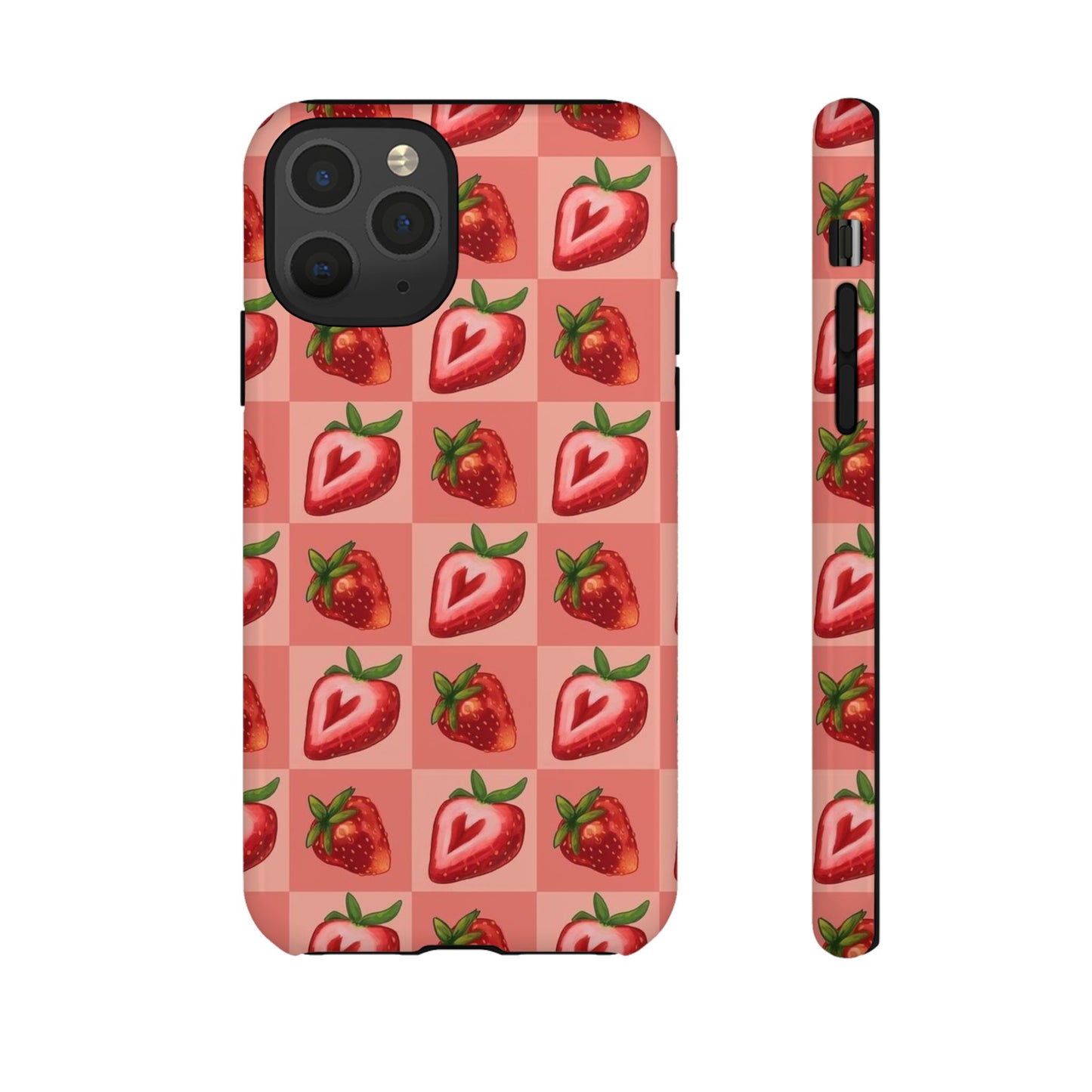 Strawberry Heart Checkers Phone Case