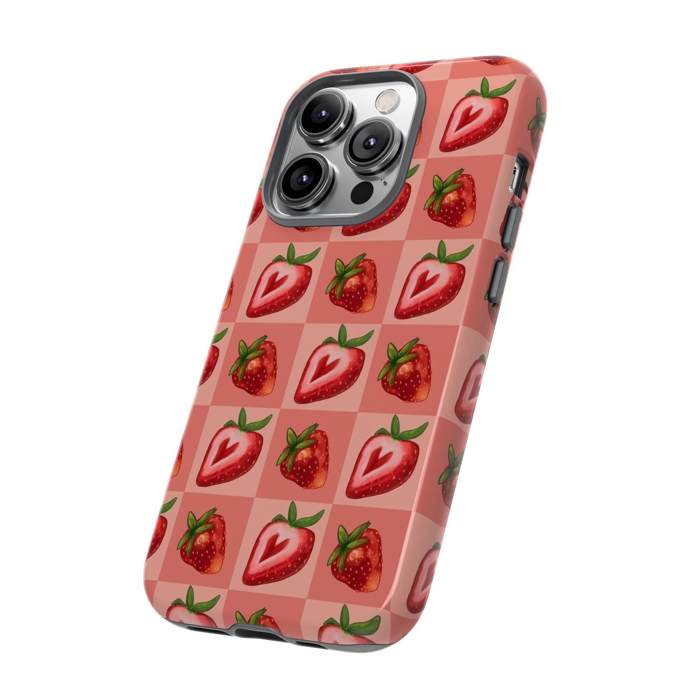 Strawberry Heart Checkers Phone Case