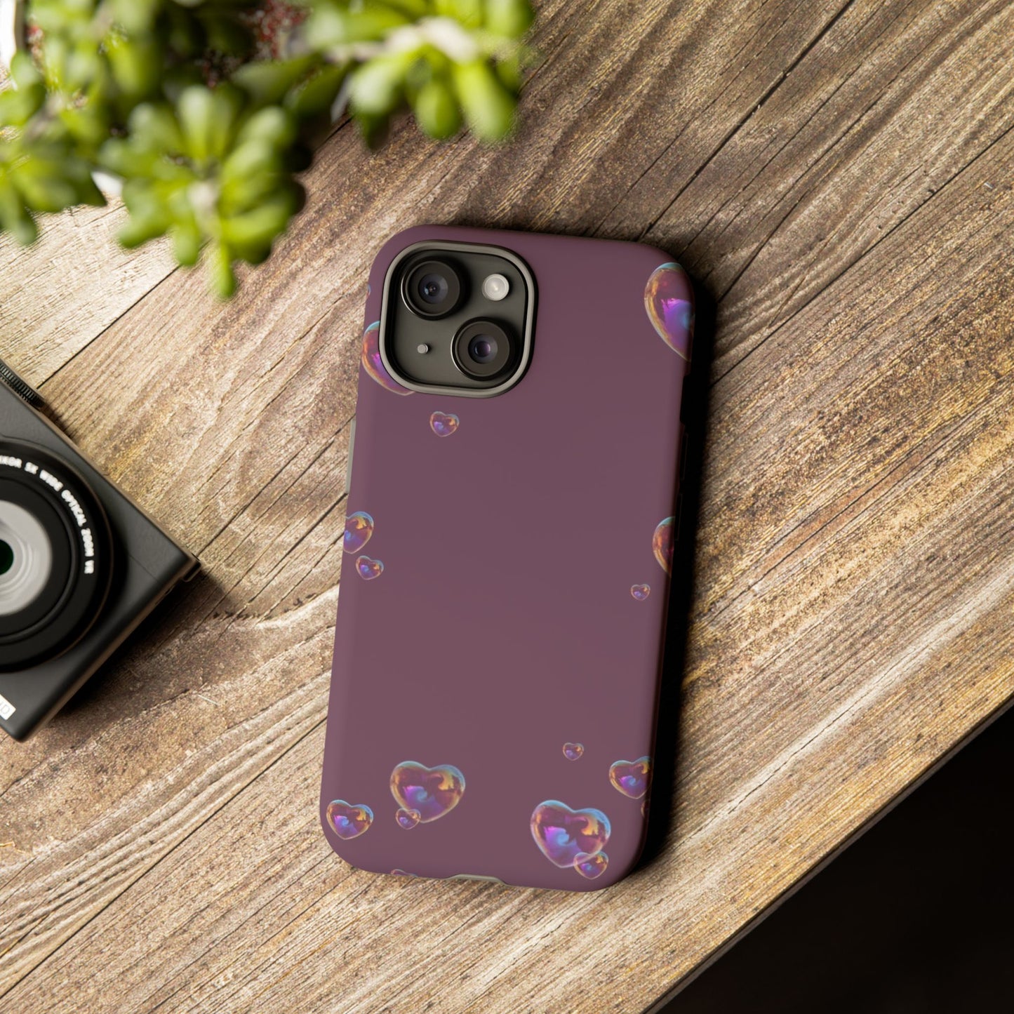 Purple Heart Bubbles Phone Case