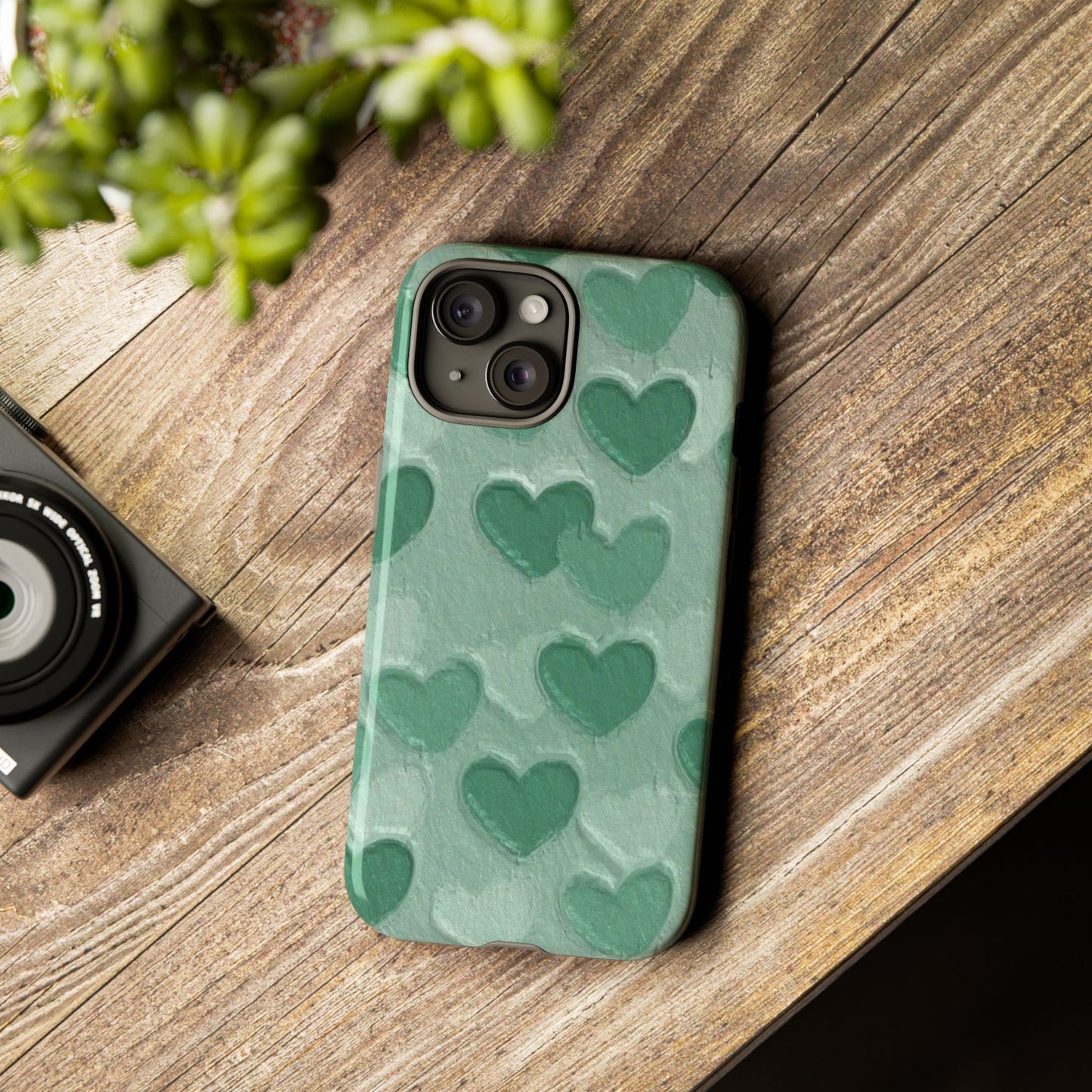 Green Heart Chalk Wall Phone Case