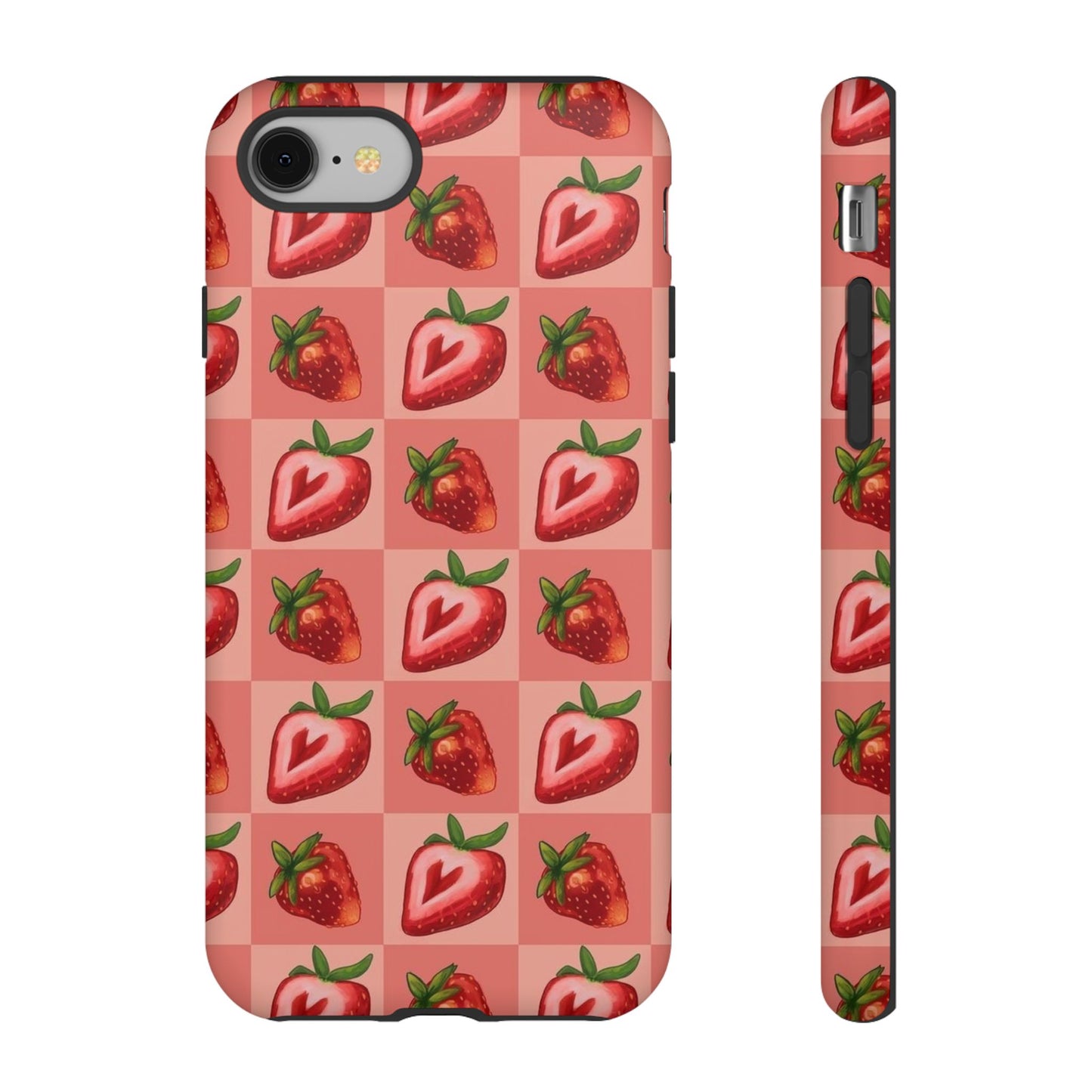 Strawberry Heart Checkers Phone Case