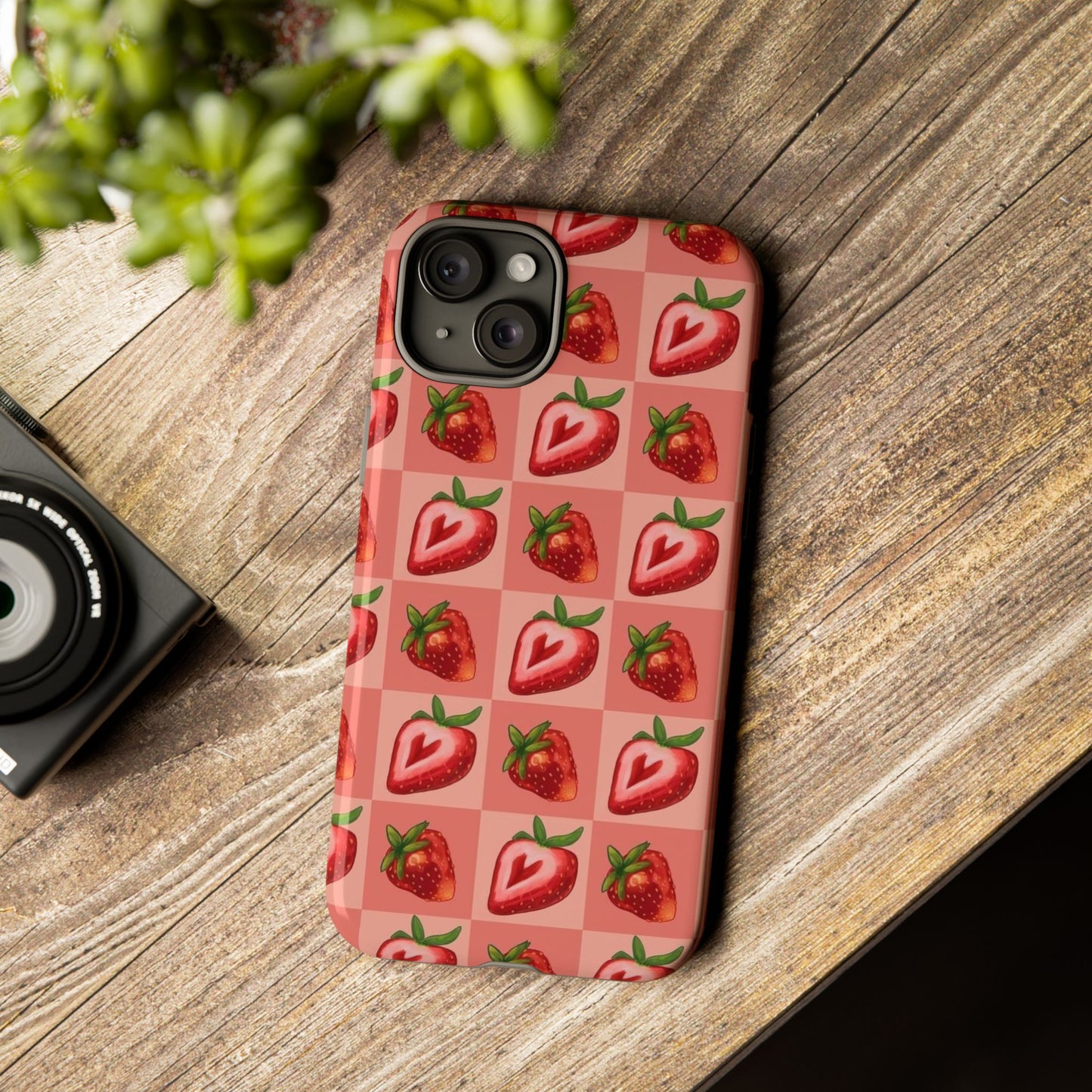 Strawberry Heart Checkers Phone Case