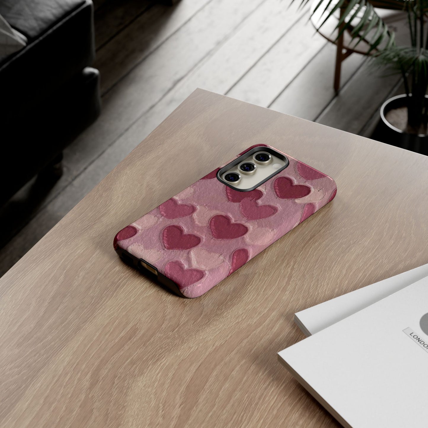 Pink Heart Chalk Wall Phone Case