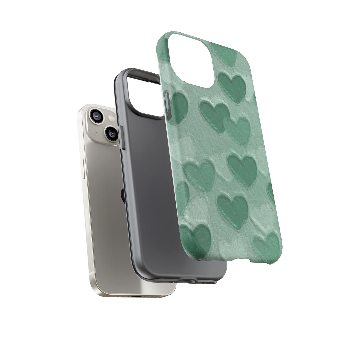 Green Heart Chalk Wall Phone Case