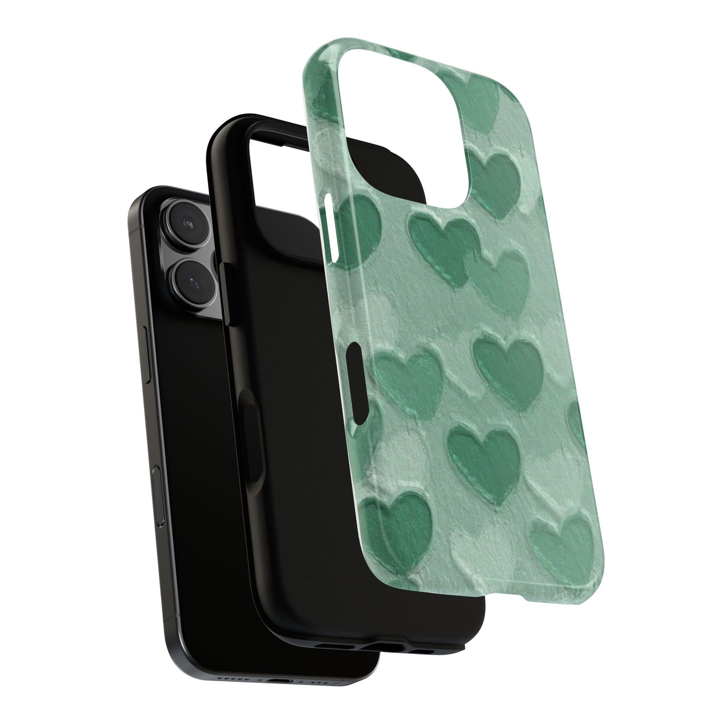 Green Heart Chalk Wall Phone Case