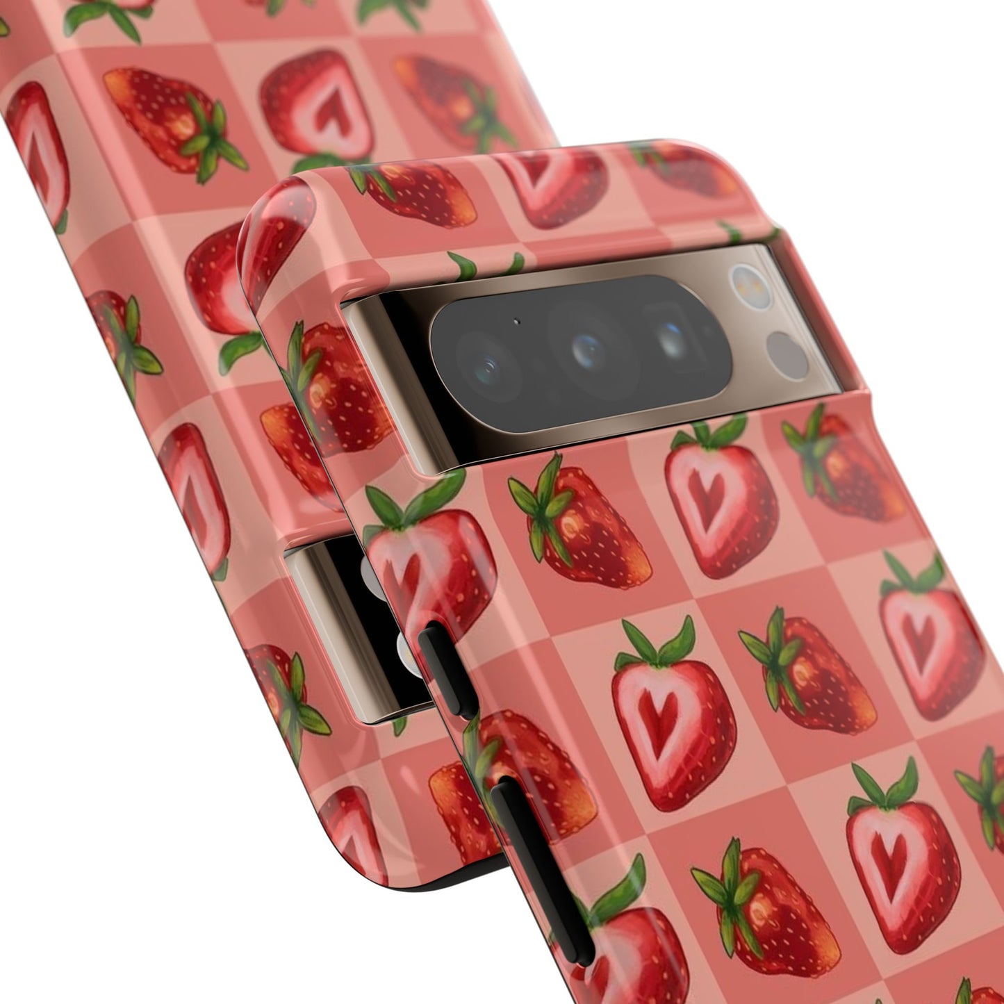 Strawberry Heart Checkers Phone Case