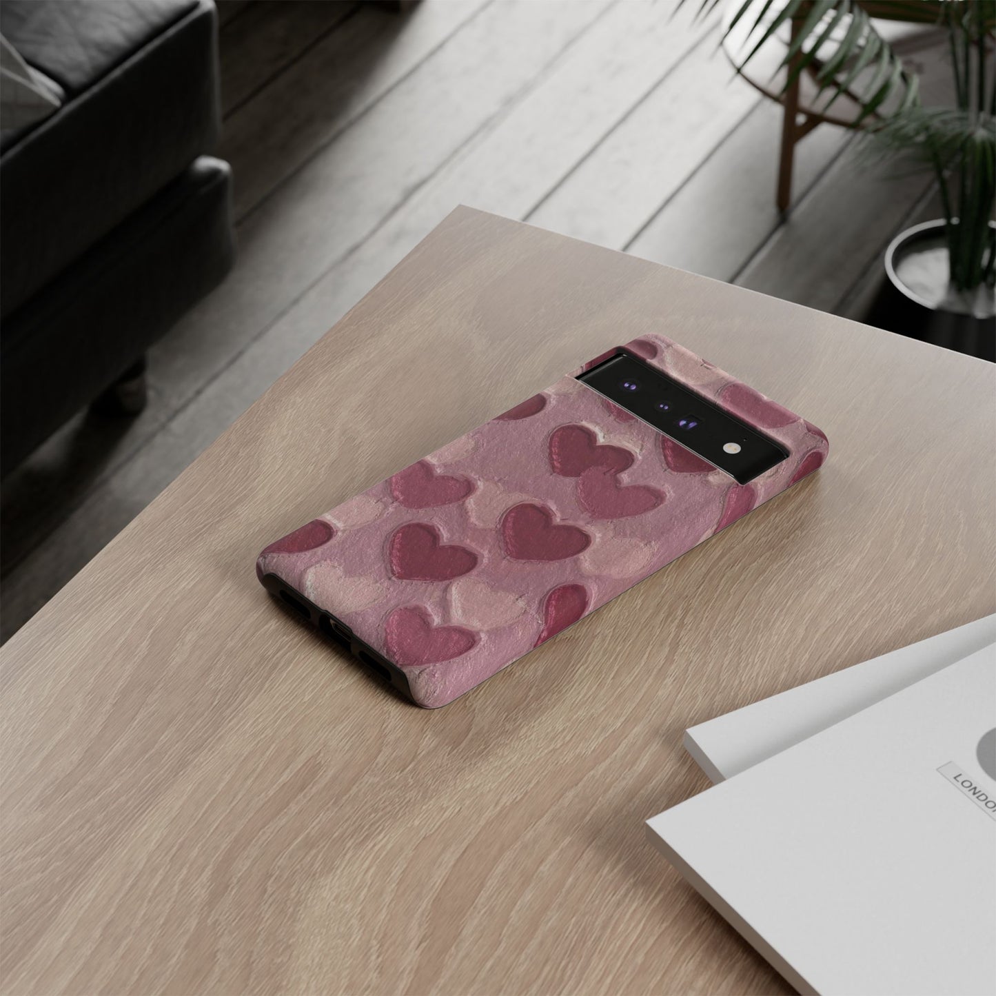 Pink Heart Chalk Wall Phone Case