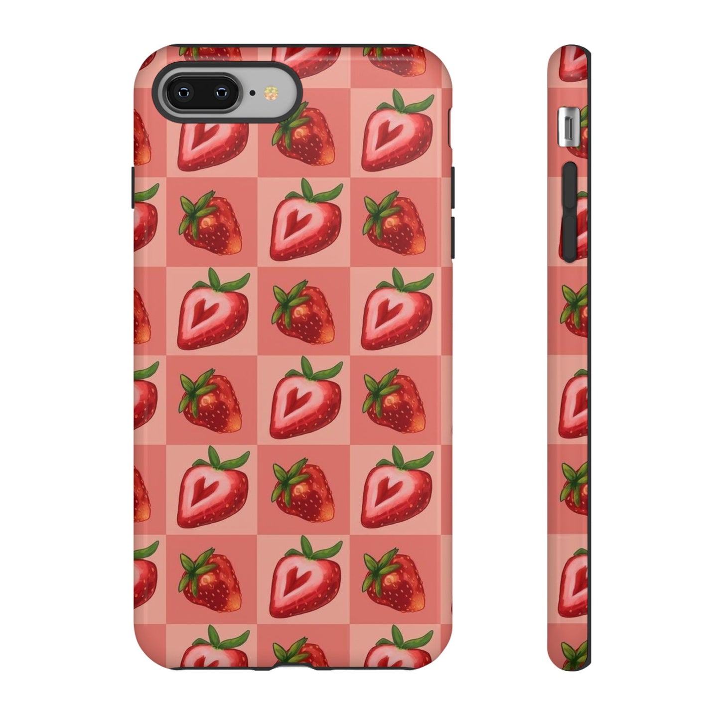 Strawberry Heart Checkers Phone Case