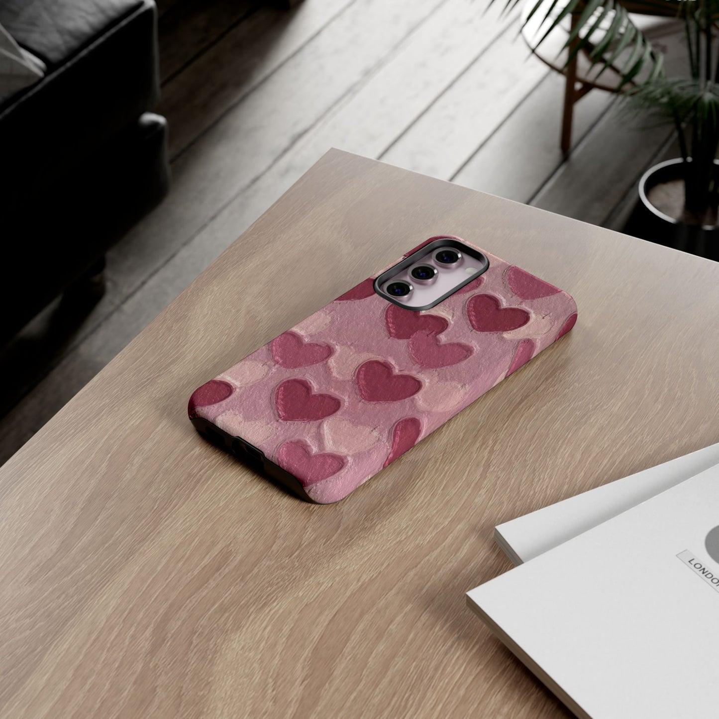 Pink Heart Chalk Wall Phone Case