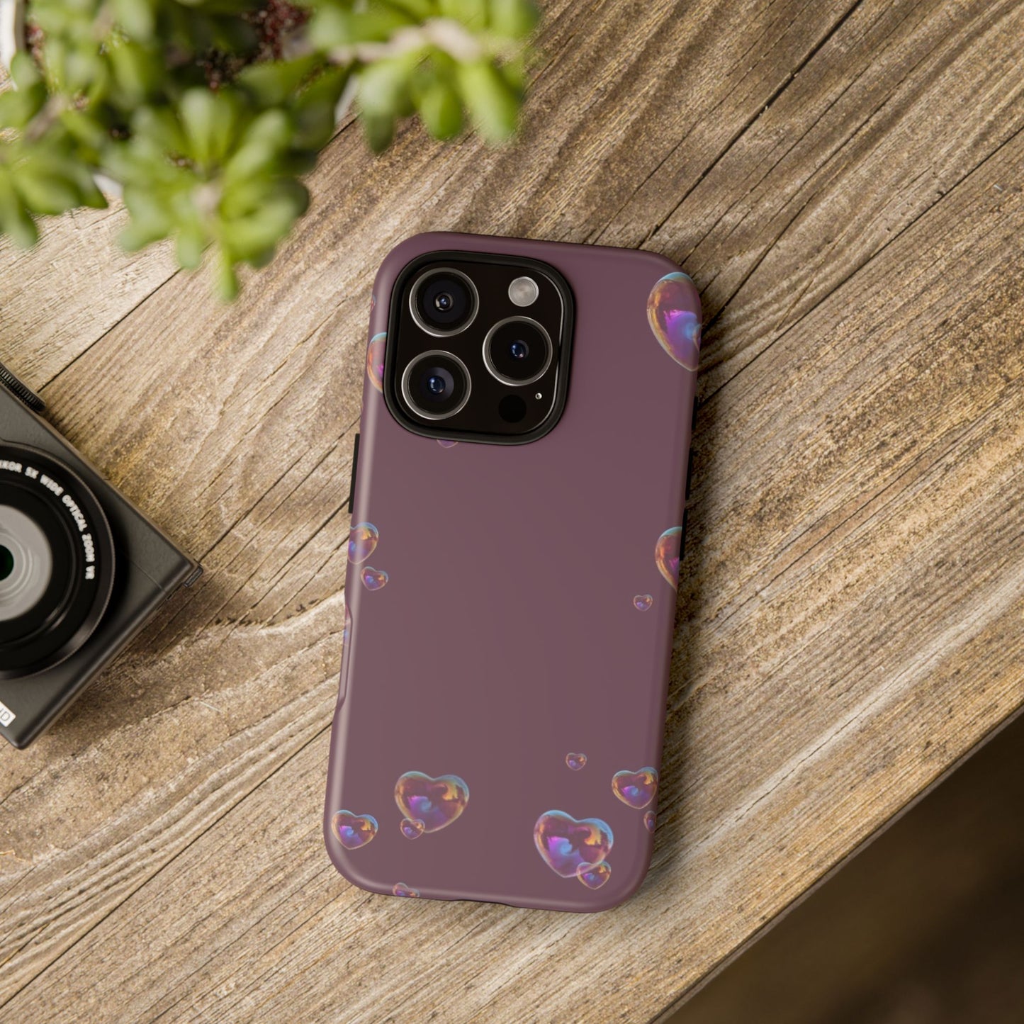 Purple Heart Bubbles Phone Case