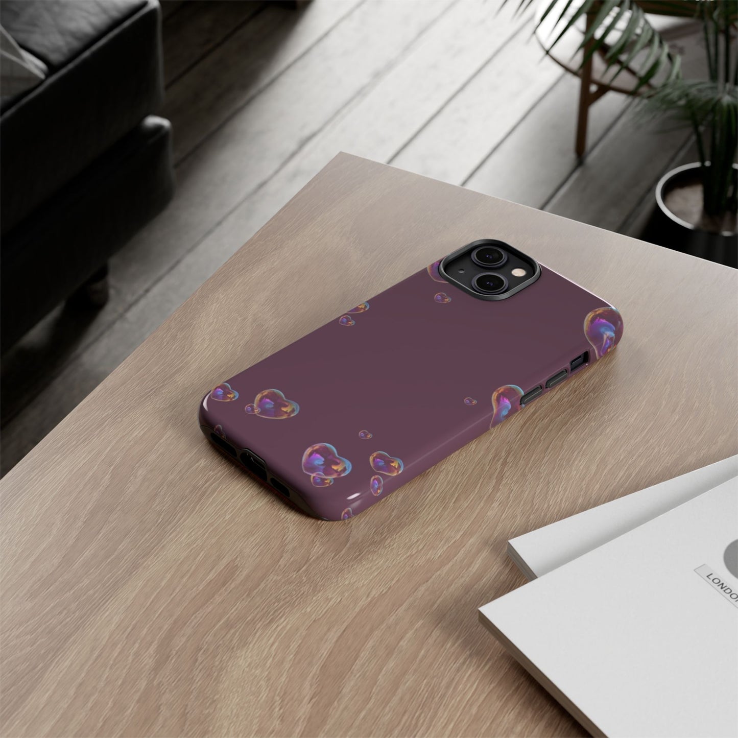 Purple Heart Bubbles Phone Case