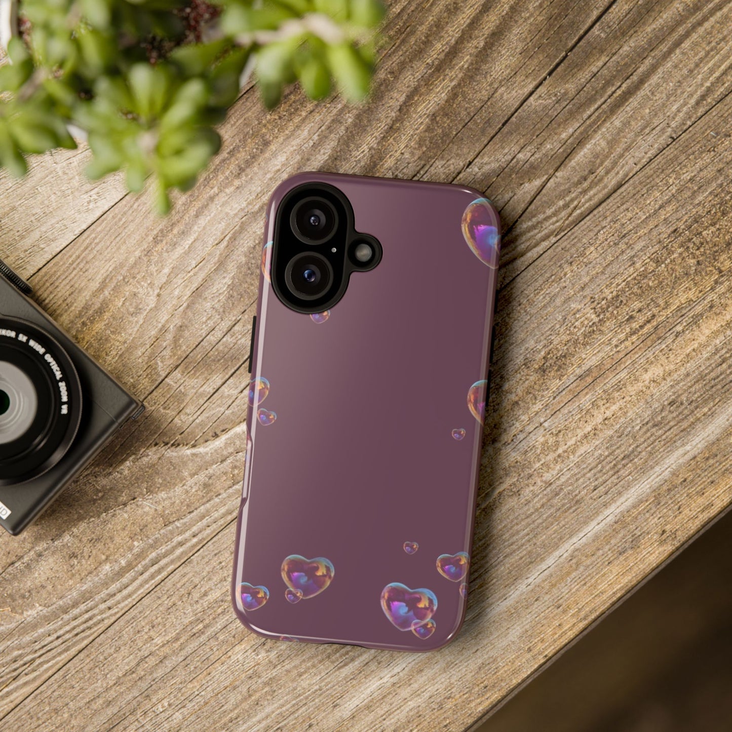 Purple Heart Bubbles Phone Case